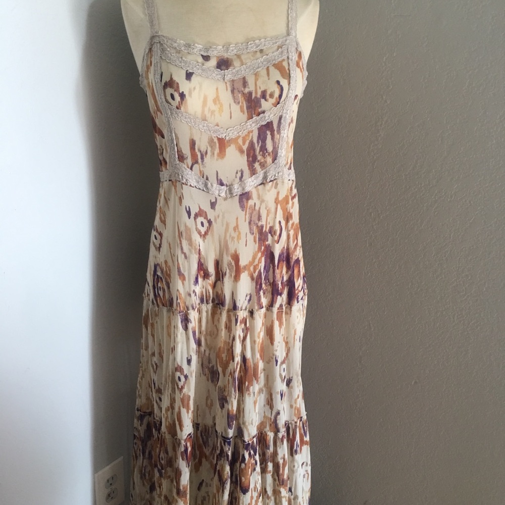 Free People earth tone mesh maxi dress